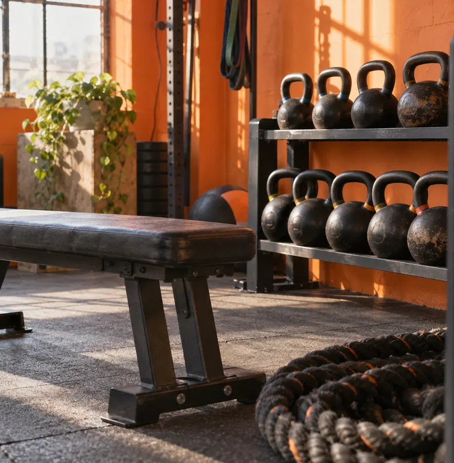 Illustration of fitness businesses equipment and workspace